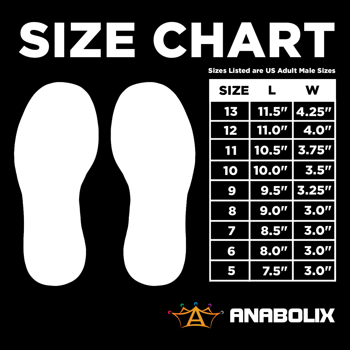 Anabolix Solleret boot size chart