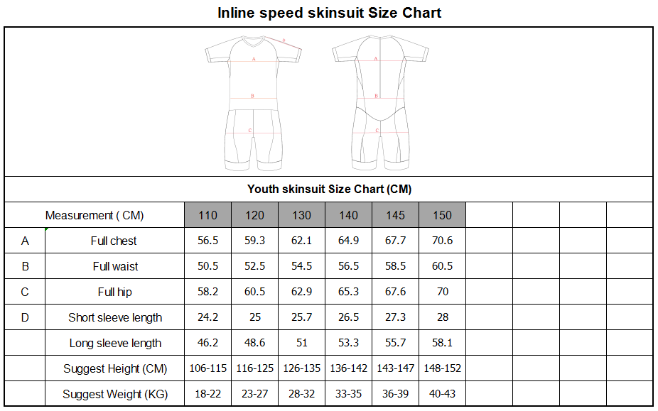 youth suit size chart